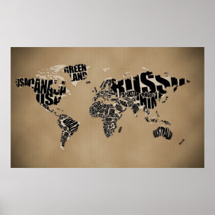 Typographic World Map Poster