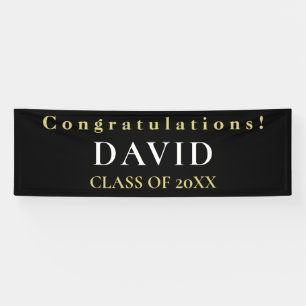 Typographical Congratulations Name Black Graduate Banner