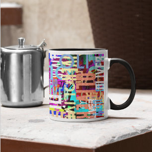 Typographical Modern Art Overlapped Colour Name Mug