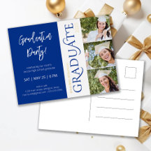 Typography 3 Photo Navy Graduation Party