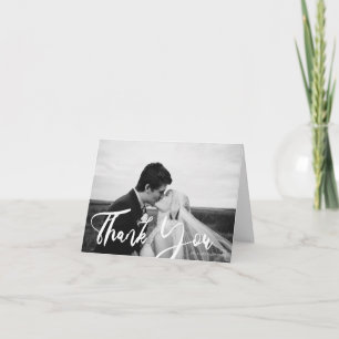 Typography 3 Wedding Black & White Photo Folded Thank You Card