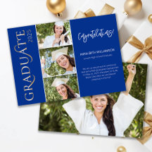 Typography 4 Photo Navy and Gold Graduation