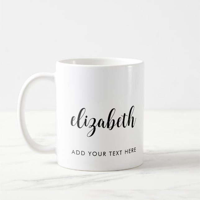 Typography Add Your Text Name Template Script Coffee Mug (Left)