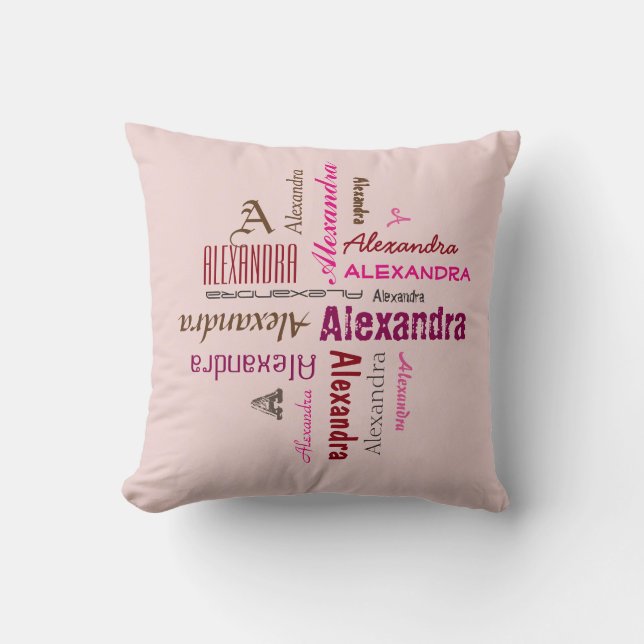 Typography any Personal Name Collage any Colour Cushion (Front)