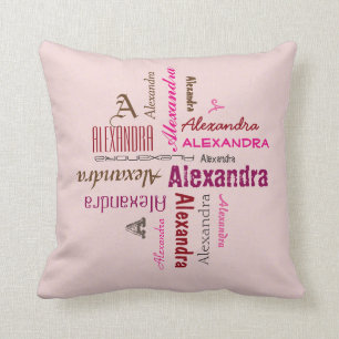 Typography any Personal Name Collage any Colour Cushion