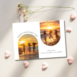 Typography Arch Photo Girly Galentines Beach Photo Holiday Card