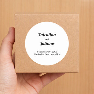 Typography-Based Black and White Wedding Classic Round Sticker