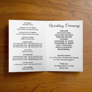Typography-Based Black and White Wedding Program Programme