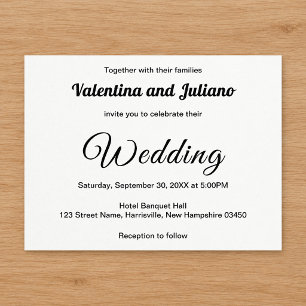 Typography-Based Black & White Wedding Invitation Postcard