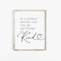 Typography Be Kind Quote Wall Art