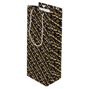 Typography Best Dad Ever Pattern Black and Gold Wine Gift Bag