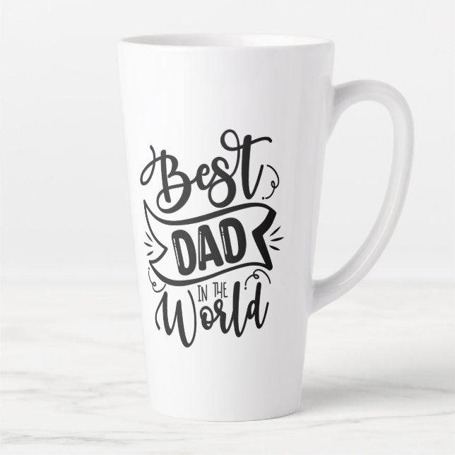 Typography Best Dad in the World Unconditional Lov Latte Mug (Right)