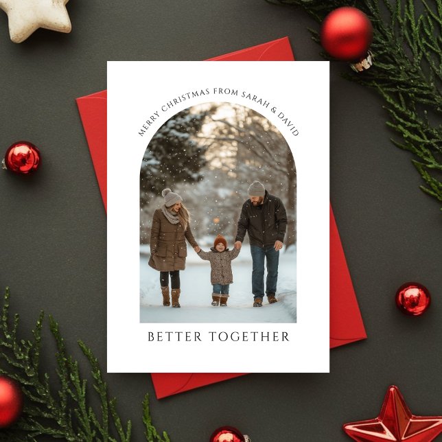Typography Better Together Married Christmas Photo Holiday Card (Creator Uploaded)