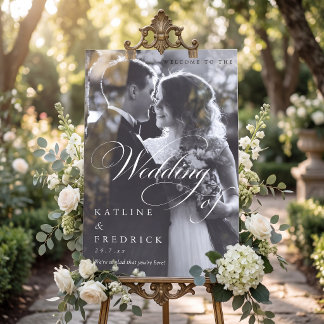  TYPOGRAPHY BLACK AND WHITE PHOTO  WEDDING  ACRYLIC SIGN