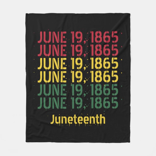 Typography Black History June 19 1865 Juneteenth Fleece Blanket (Front)