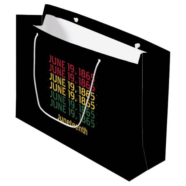 Typography Black History June 19 1865 Juneteenth Large Gift Bag (Front Angled)