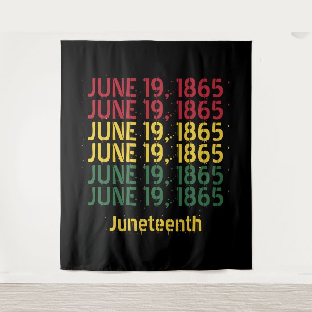 Typography Black History June 19 1865 Juneteenth Tapestry (Front)