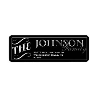 Typography Black & White Return Address Label