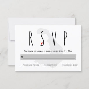 Typography blue, grey Santorini wedding RSVP card