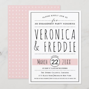 Typography blush pink wedding engagement party invitation