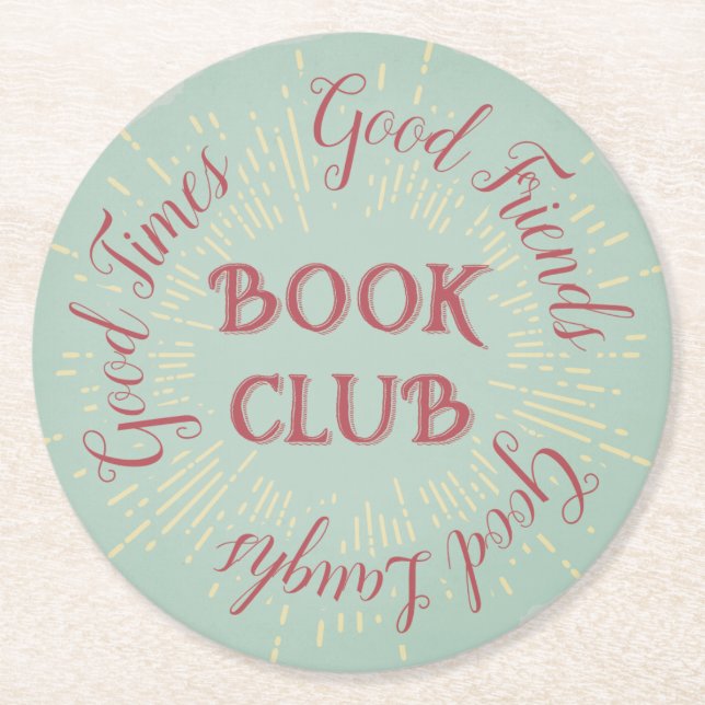 Typography Book Club Round Paper Coaster (Front)