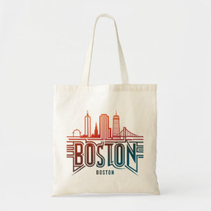 Typography Boston City Skyline Tote Bag