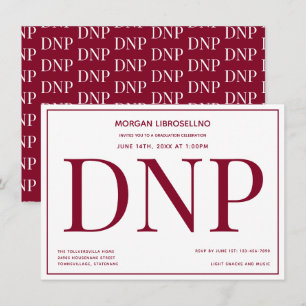 Typography Burgundy White DNP Graduation Party Invitation