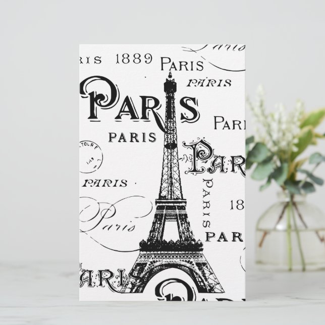 Typography Calligraphy Paris France Eiffel Tower  (Standing Front)