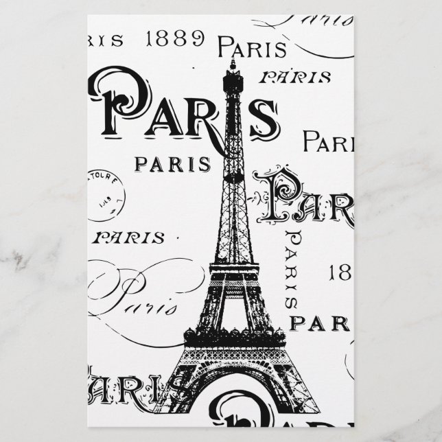 Typography Calligraphy Paris France Eiffel Tower (Front)