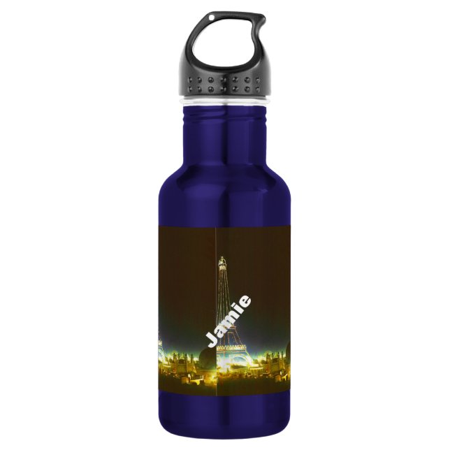 Typography Calligraphy Paris France Eiffel Tower 532 Ml Water Bottle (Front)