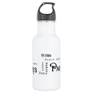Typography Calligraphy Paris France Eiffel Tower 532 Ml Water Bottle