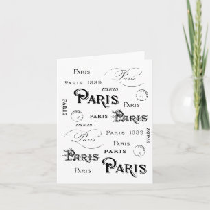 Typography Calligraphy Paris France Eiffel Tower Card