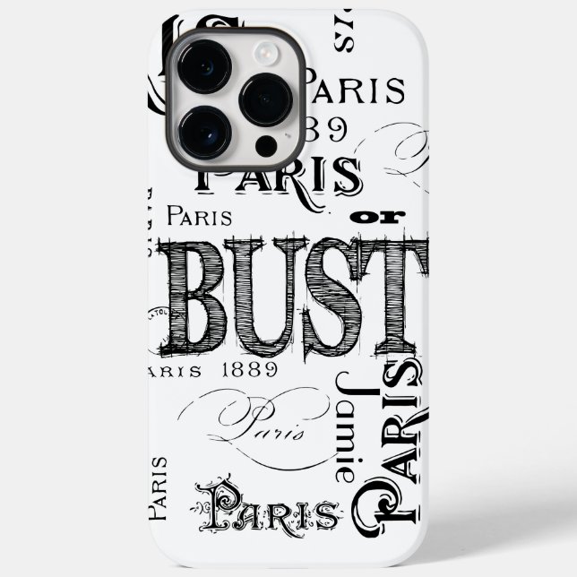 Typography Calligraphy Paris France Eiffel Tower Case-Mate iPhone Case (Back)