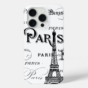 Typography Calligraphy Paris France Eiffel Tower iPhone 15 Pro Case