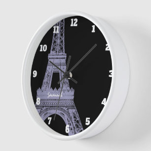Typography Calligraphy Paris France Eiffel Tower Clock