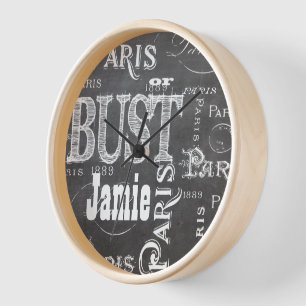 Typography Calligraphy Paris France Eiffel Tower Clock