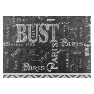 Typography Calligraphy Paris France Eiffel Tower Cutting Board