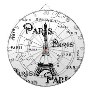 Typography Calligraphy Paris France Eiffel Tower Dartboard