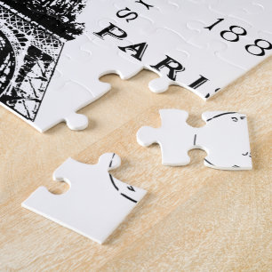 Typography Calligraphy Paris France Eiffel Tower Jigsaw Puzzle