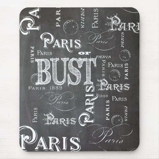 Typography Calligraphy Paris France Eiffel Tower Mouse Mat (Front)
