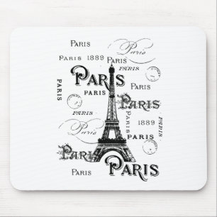 Typography Calligraphy Paris France Eiffel Tower Mouse Mat