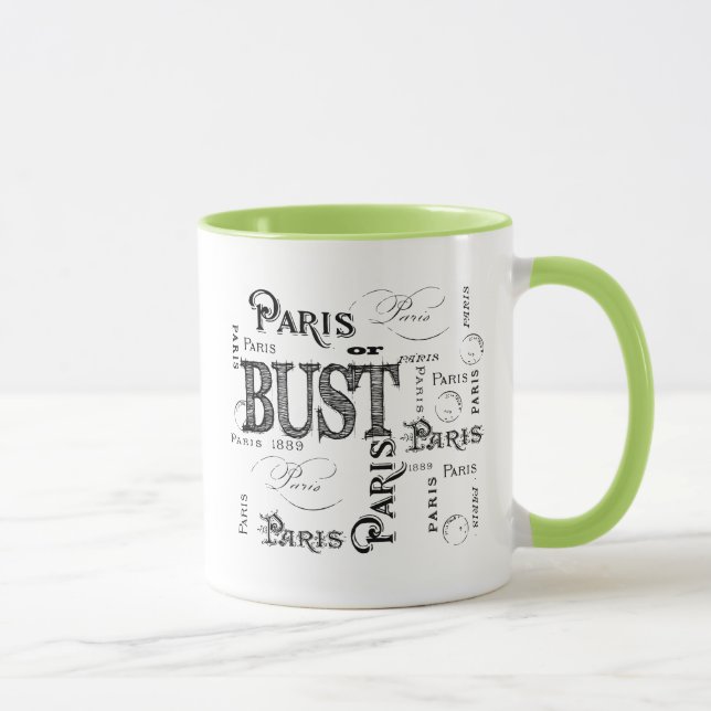 Typography Calligraphy Paris France Eiffel Tower Mug (Right)