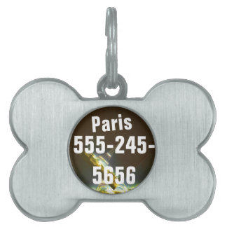 Typography Calligraphy Paris France Eiffel Tower Pet Name Tag