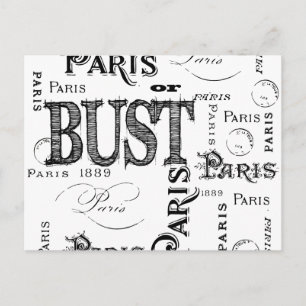 Typography Calligraphy Paris France Eiffel Tower Postcard