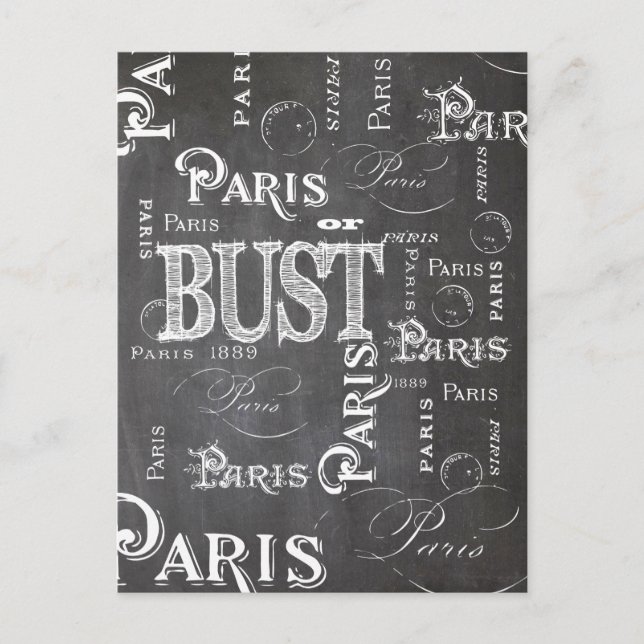 Typography Calligraphy Paris France Eiffel Tower Postcard (Front)