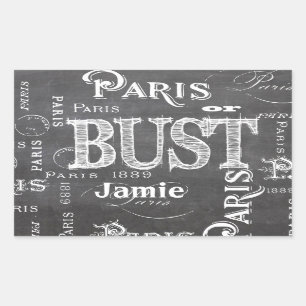 Typography Calligraphy Paris France Eiffel Tower Rectangular Sticker