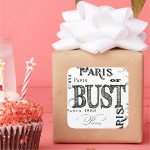 Typography Calligraphy Paris France Eiffel Tower Square Sticker