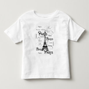 Typography Calligraphy Paris France Eiffel Tower Toddler T-Shirt