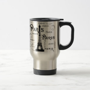 Typography Calligraphy Paris France Eiffel Tower Travel Mug