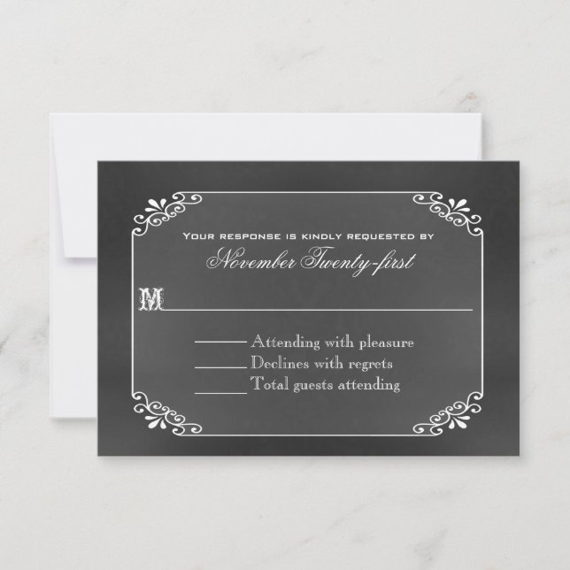 Typography Chalk Board Wedding RSVP Card (Front)